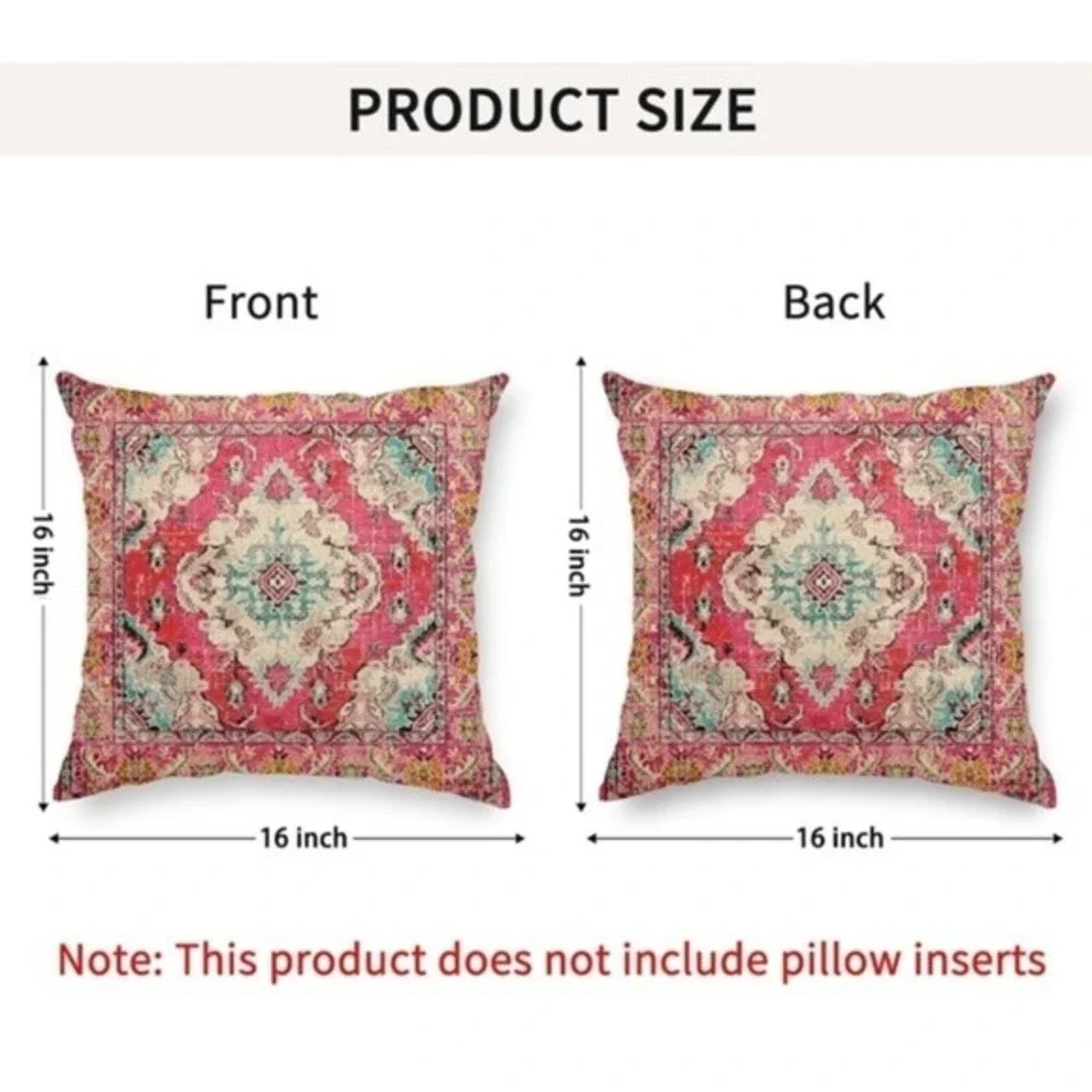 Pillow Covers‎ 16x16 Monaco Red Bohemian Carpet Cushion Covers